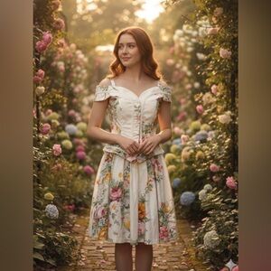 Vintage Floral Cottagcore Peplum Dress by Misty Lane